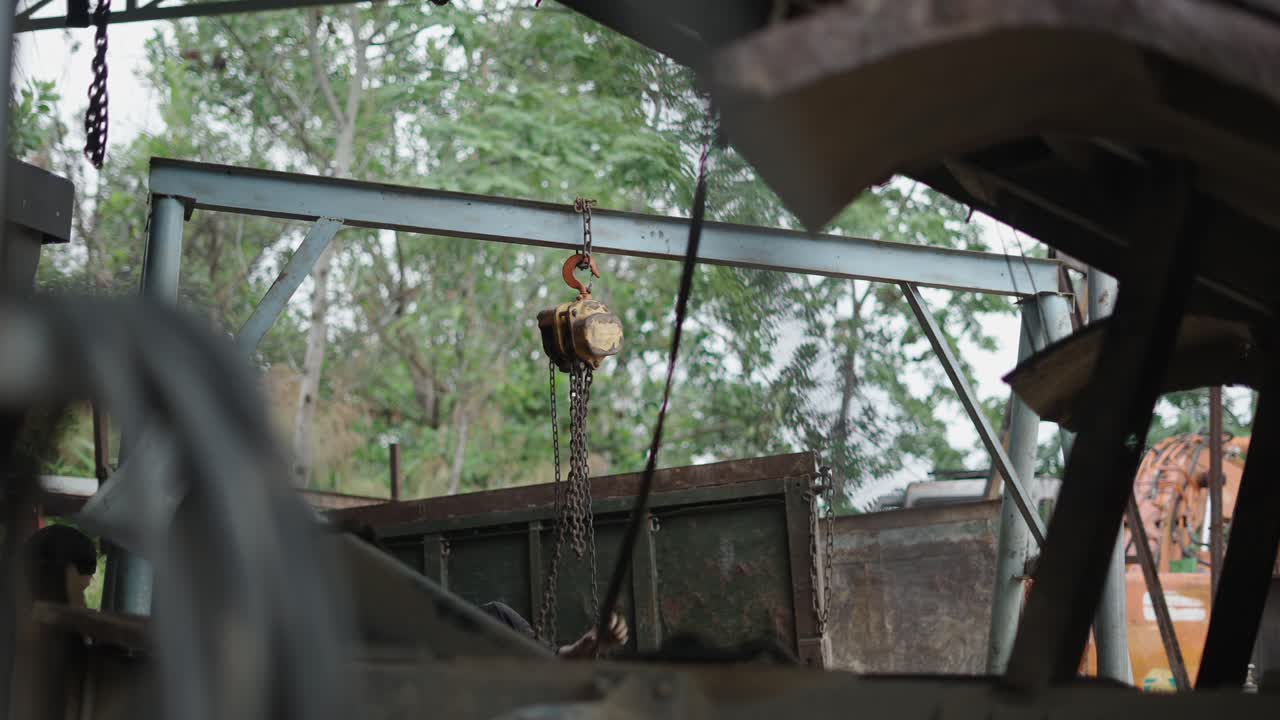 Truck repair and maintenance in progress.