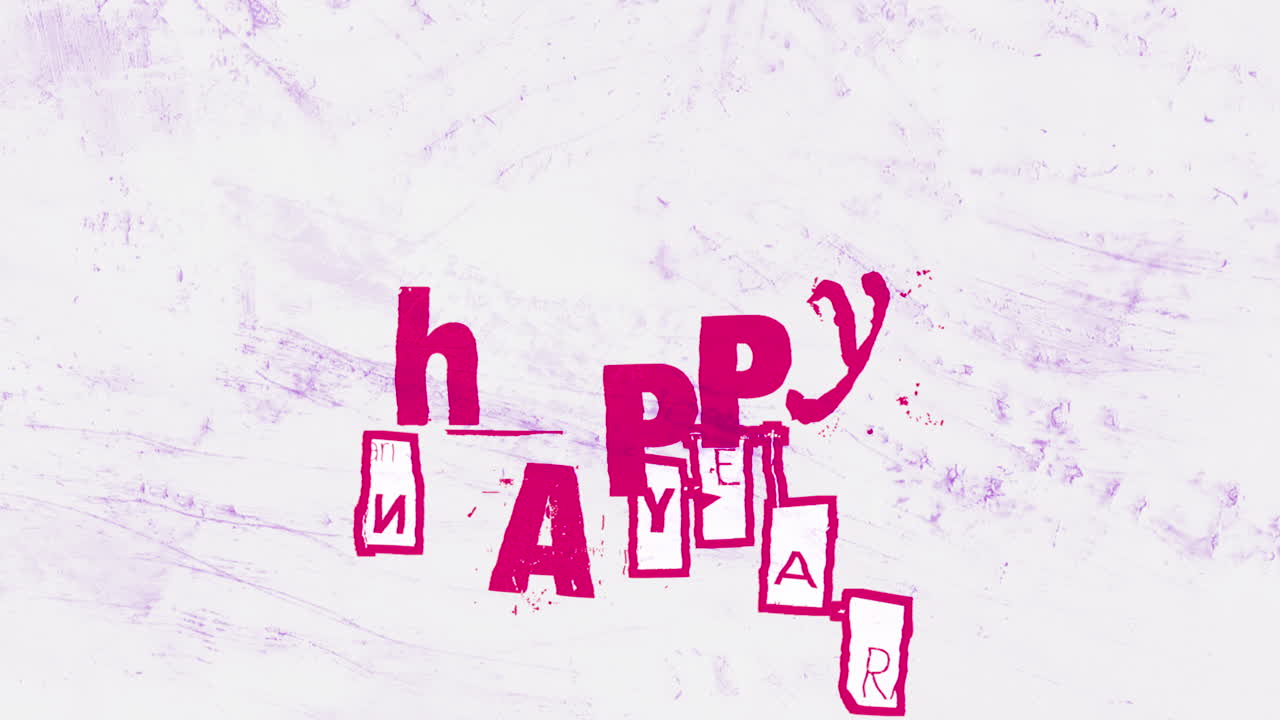 Animation intro text Happy New Year on hipster and grunge background