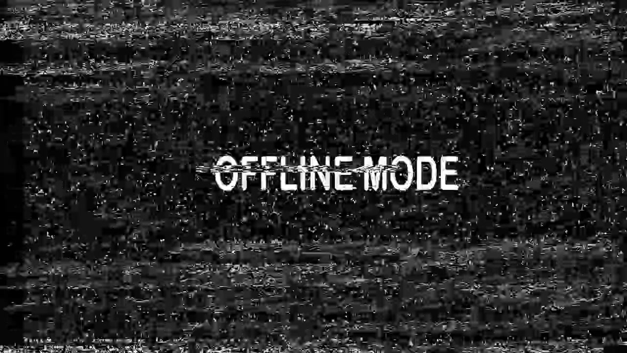 Offline Mode Text with Digital Glitch and Static Effect