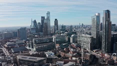 city of london aerial drone shot skyscrapers