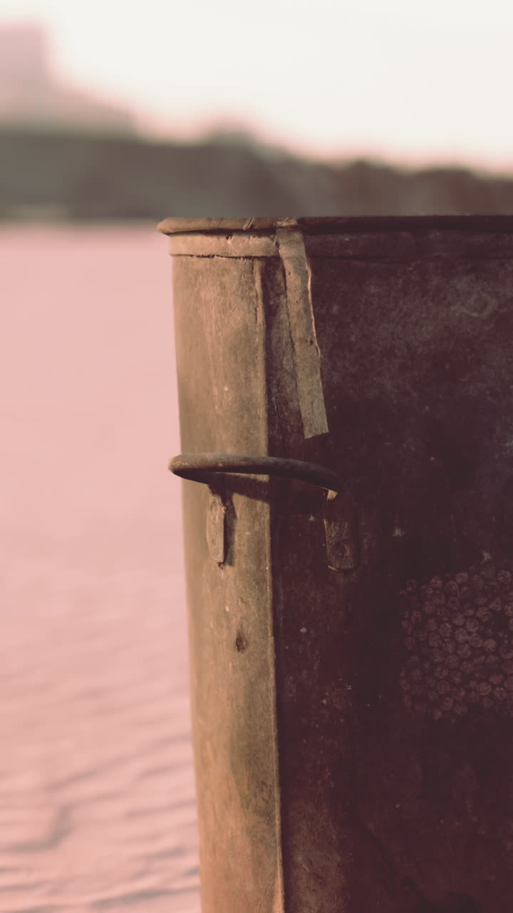 해변 에 있는 은 금속 버