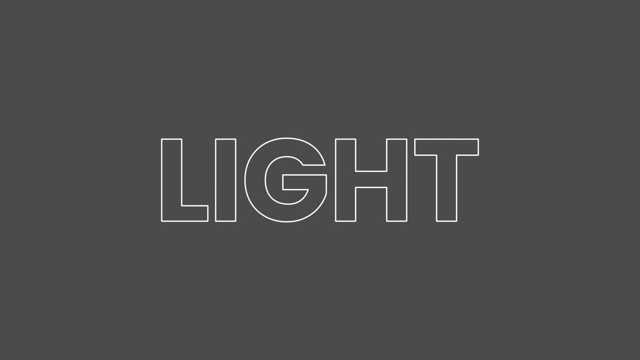 Animazione minimalista della parola Luce che appare.