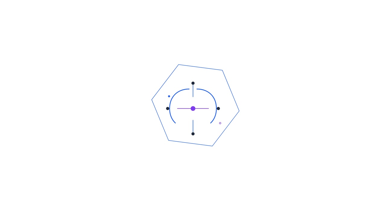 Abstract Geometric Animation of a Rotating Hexagon and Target Symbol