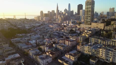 dolly in while panning down in downtown san francisco during sunrise - 4k