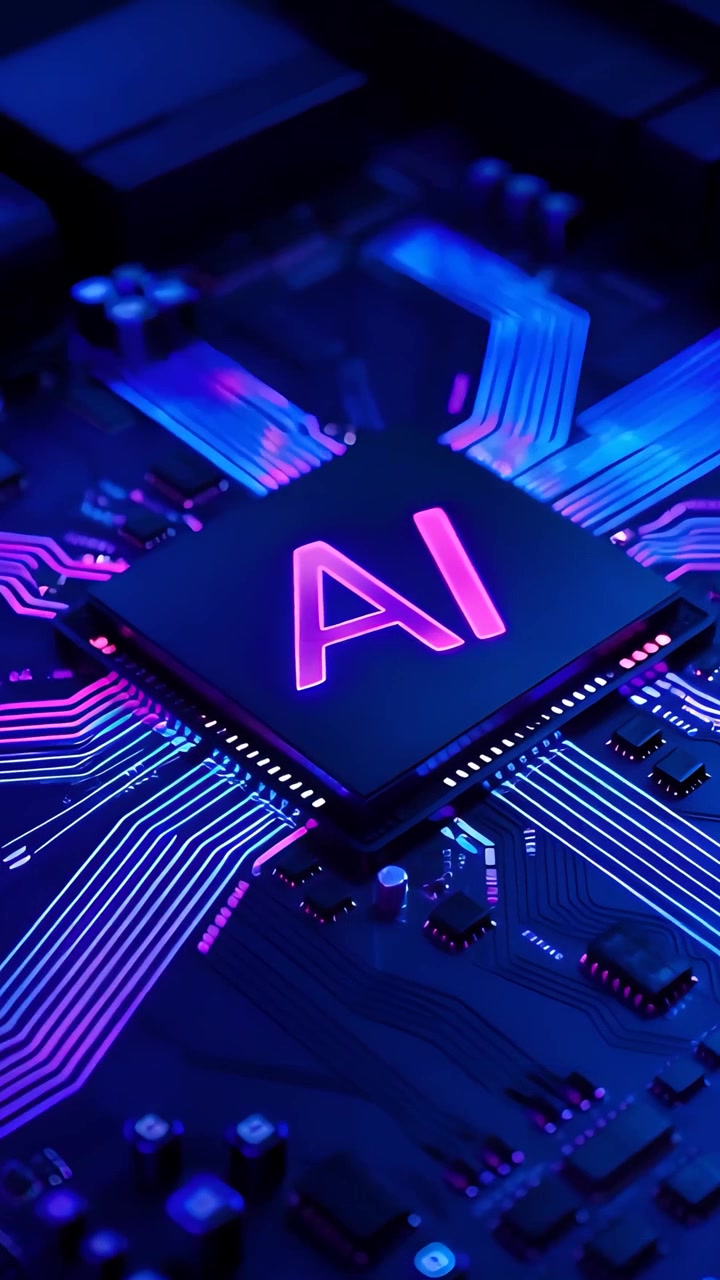 Futuristic AI Chip Motherboard Technology Background 4K