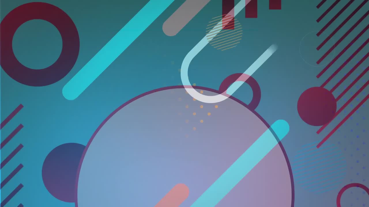 múltiples formas abstractas que se mueven contra un fondo azul