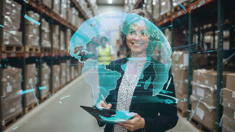 global logistics and supply chain management with advanced technology in a warehouse
