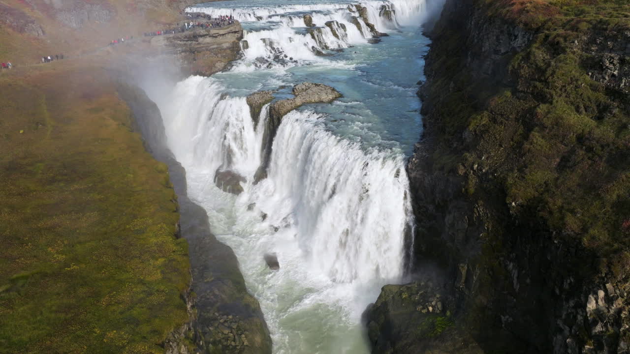 Gullfoss Waterfall In Hvita River- Gullfoss Nature Reserve In The Early Morning In Iceland