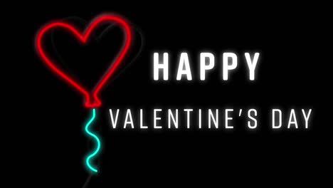 animation of happy valentines day in neon on black background