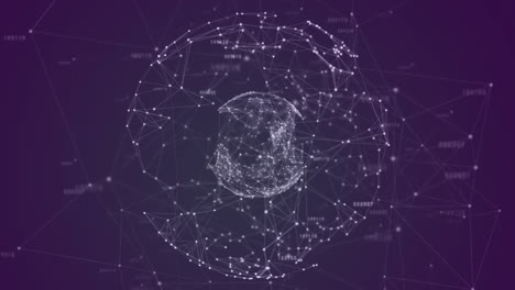 animación del globo de conexiones con procesamiento de datos en fondo negro