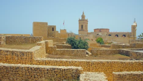 slow pan inside the ancient historic cittadella of victoria in malta