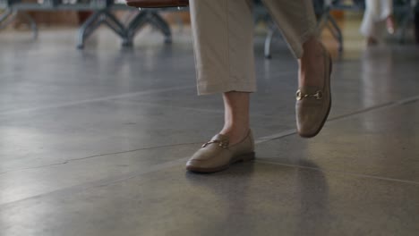 person walking in waiting area