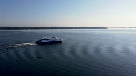 long pan of the lake express on muskegon lake