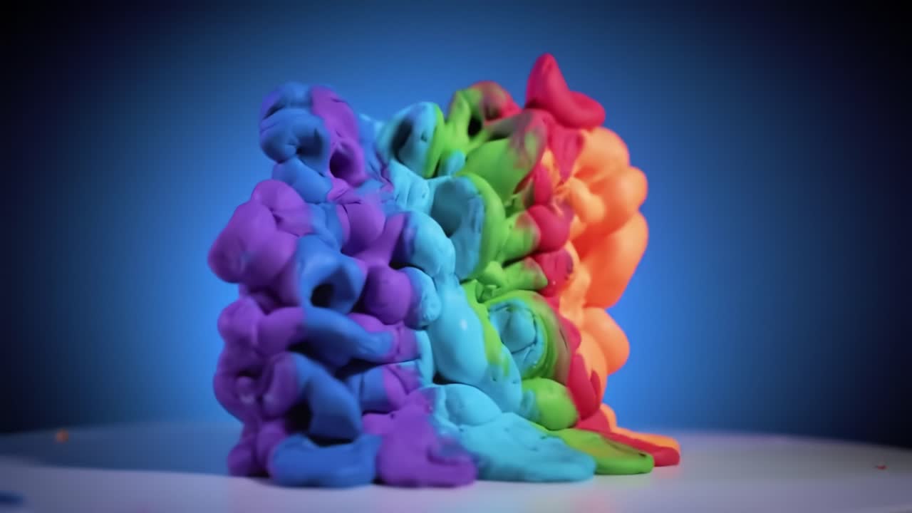Dynamic Colorful Foam Excursion: A Vivid Journey Through Mesmerizing Shapes and Fluid Motion in an Artful Display of Creativity and Imagination