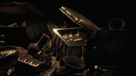 mysterious-opened-old-wooden-treasure-chest-with-light