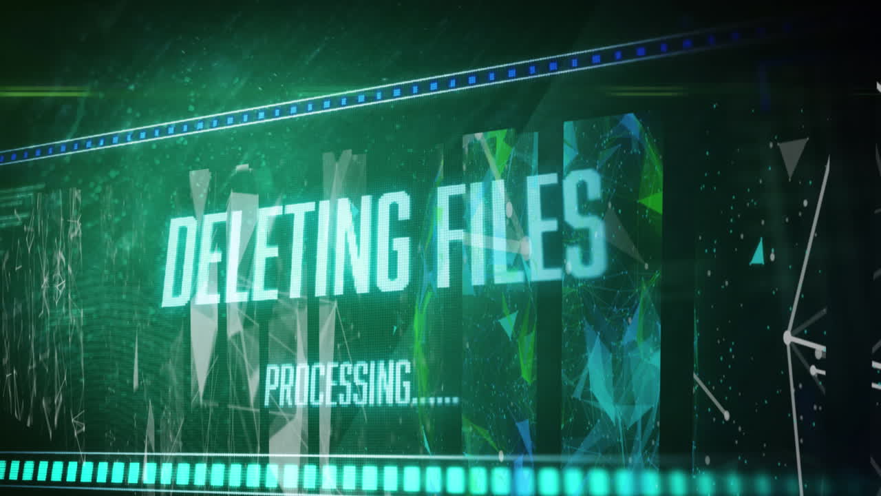 animación del procesamiento de datos y formas sobre fondo negro
