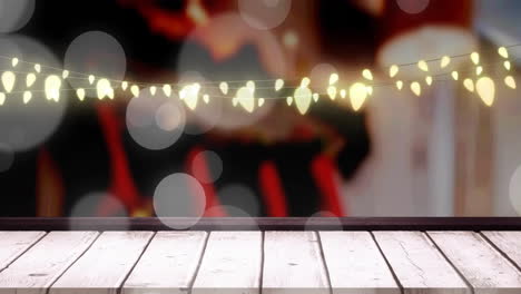 animación de puntos de luz sobre decoraciones de luces de hadas de navidad
