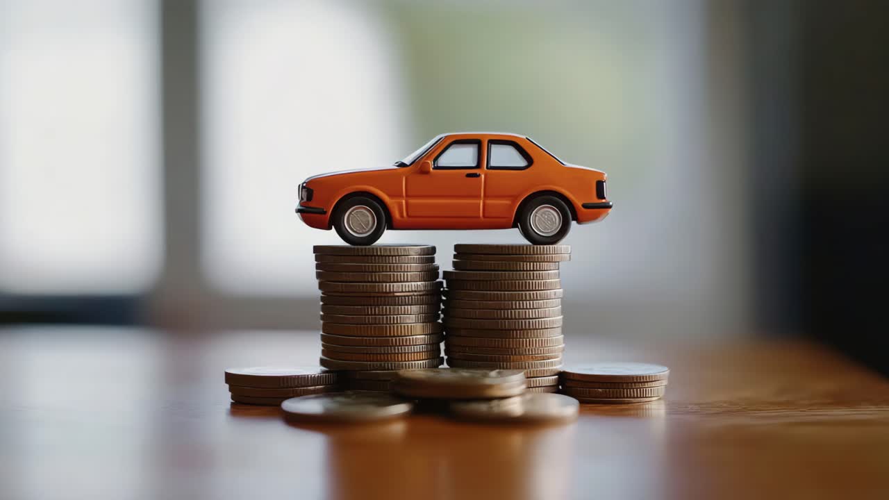 Toy Car on Stacked Coins