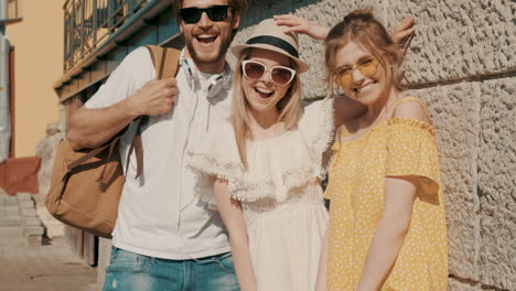 group of friends having fun outdoors