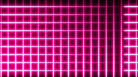 Animation-Eines-Leuchtenden-Neonroten-Quadratischen-Netzes,-Das-Sich-Auf-Einer-Nahtlosen-Schleife-Auf-Schwarzem-Hintergrund-Bewegt