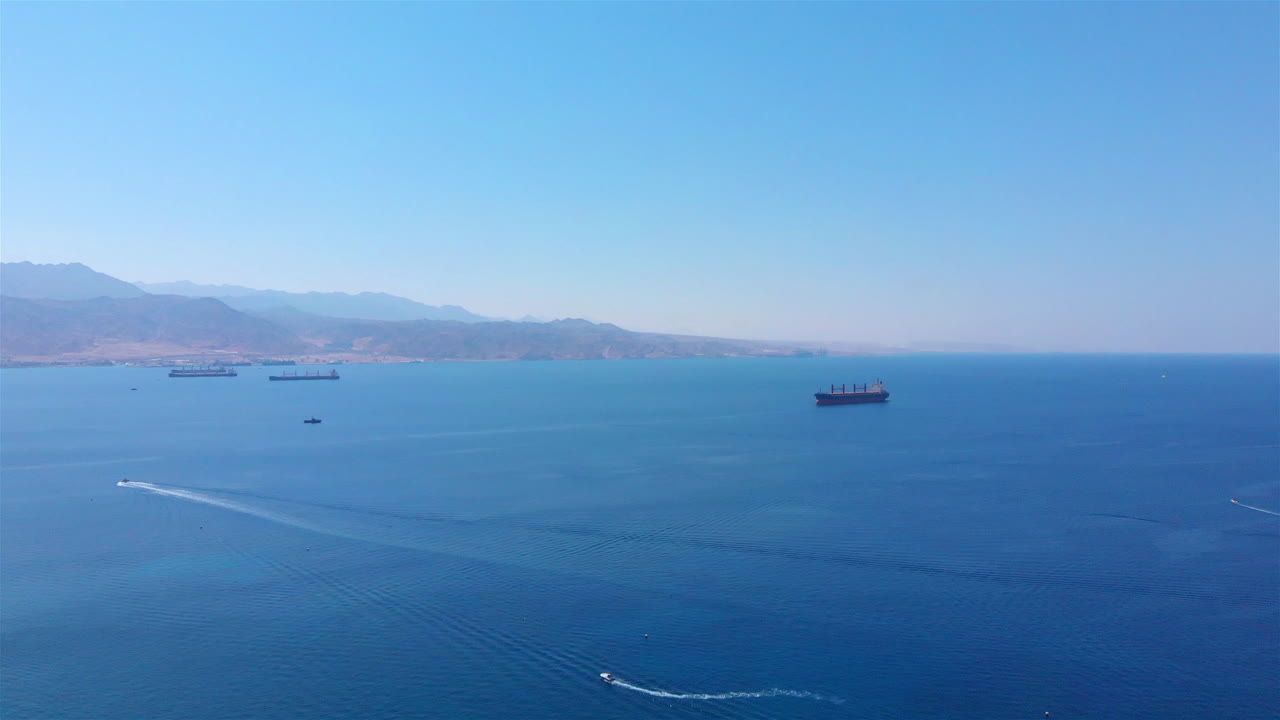 Israel and Jordan Tanker ships in the red sea Aerial