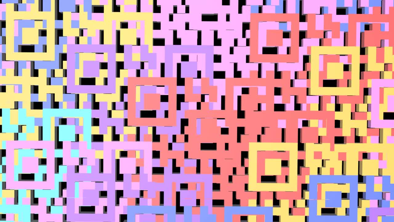 Abstract colored pixel background.  Noise background. 3D animation.
