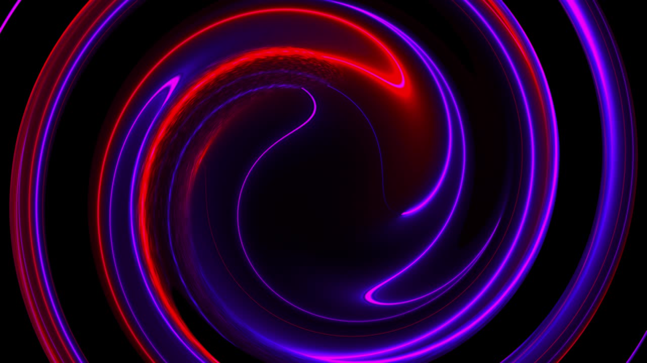Computer generated abstract twist background. 3D rendering circular merger of neon color lines