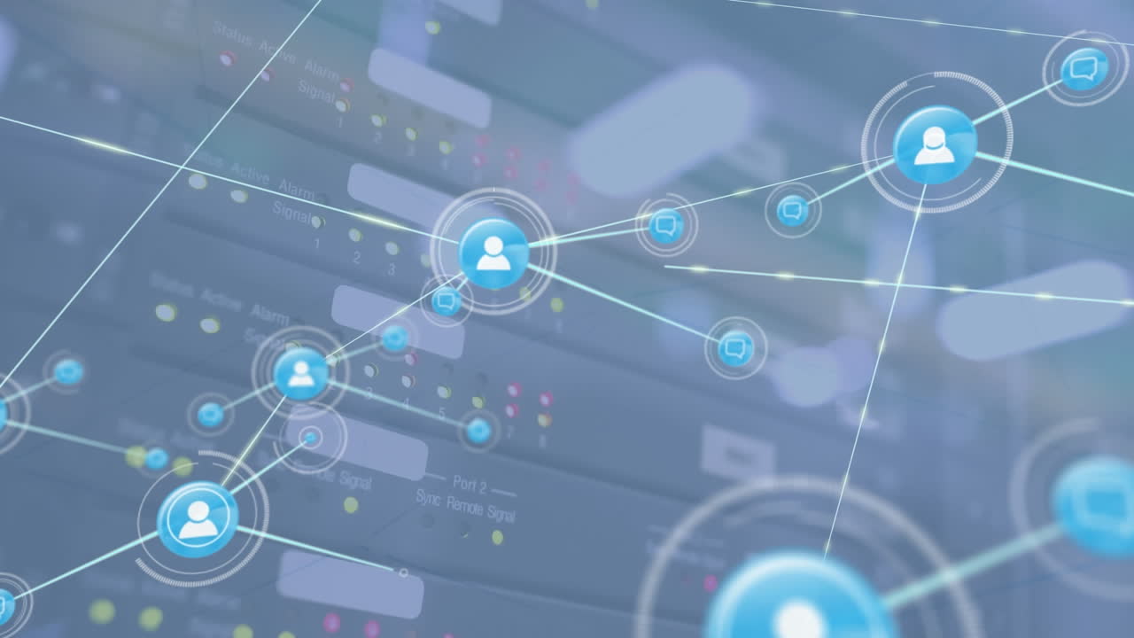 연결 네트워크, 컴퓨터 서버 및 데이터 처리의 애니메이션