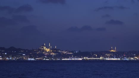 night view of golden horn and mosques. istanbul city of turkey.