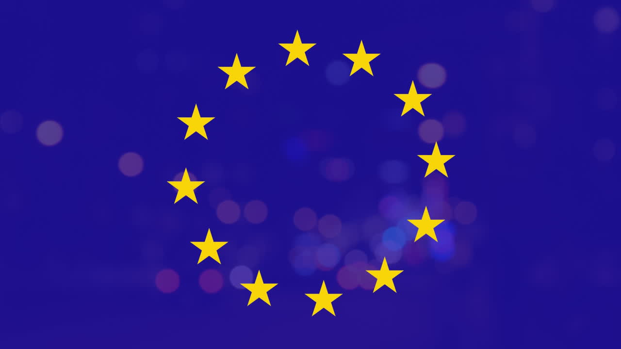 Stelle gialle in rotazione su sfondo blu