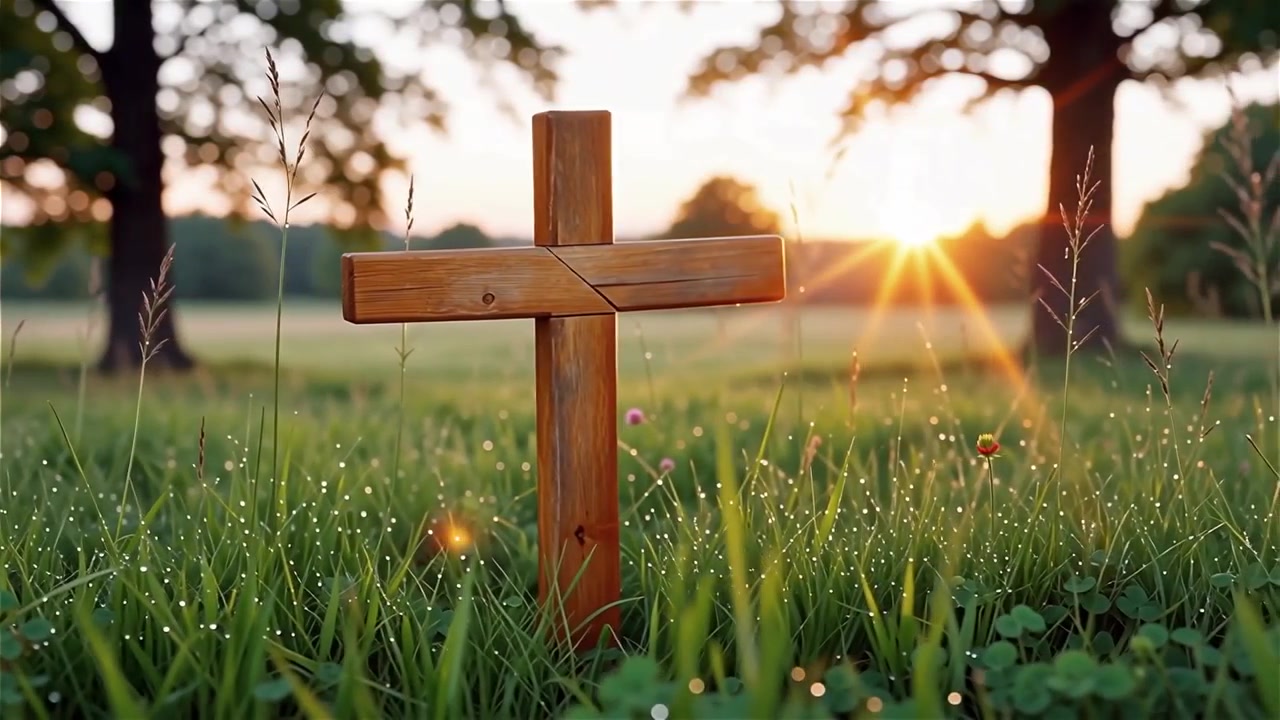 Christian Cross Heavenly Light Worship Background
