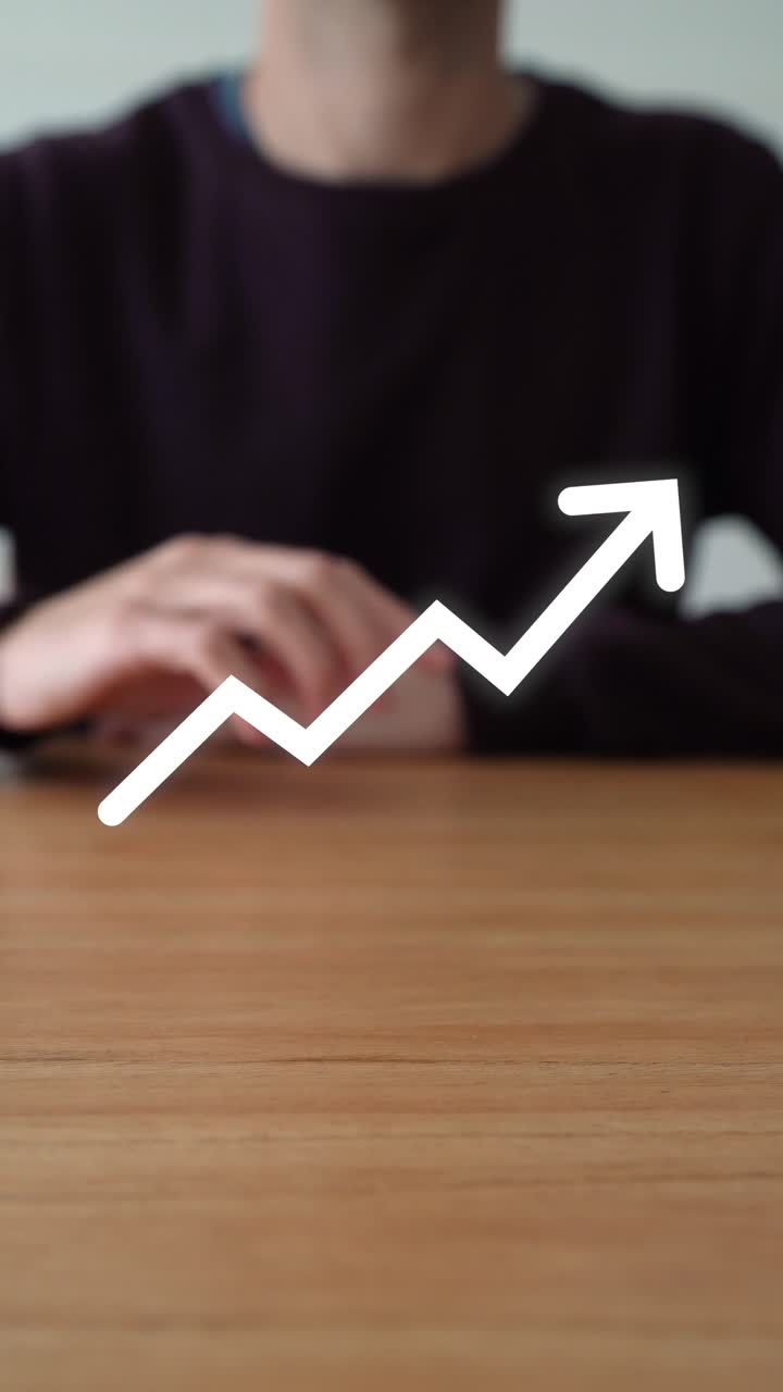 Man Touch White Upward Trend Graph Line. - vertical shot