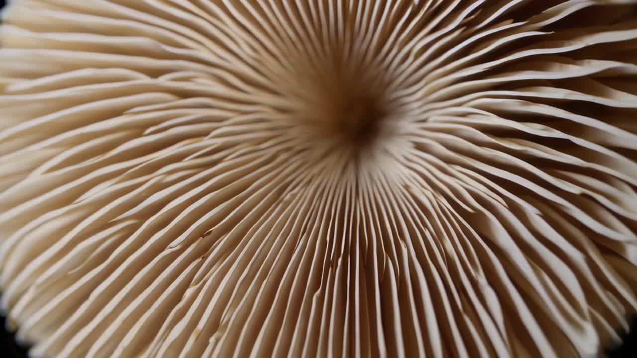 Underside of a Mushroom Showing Gills
