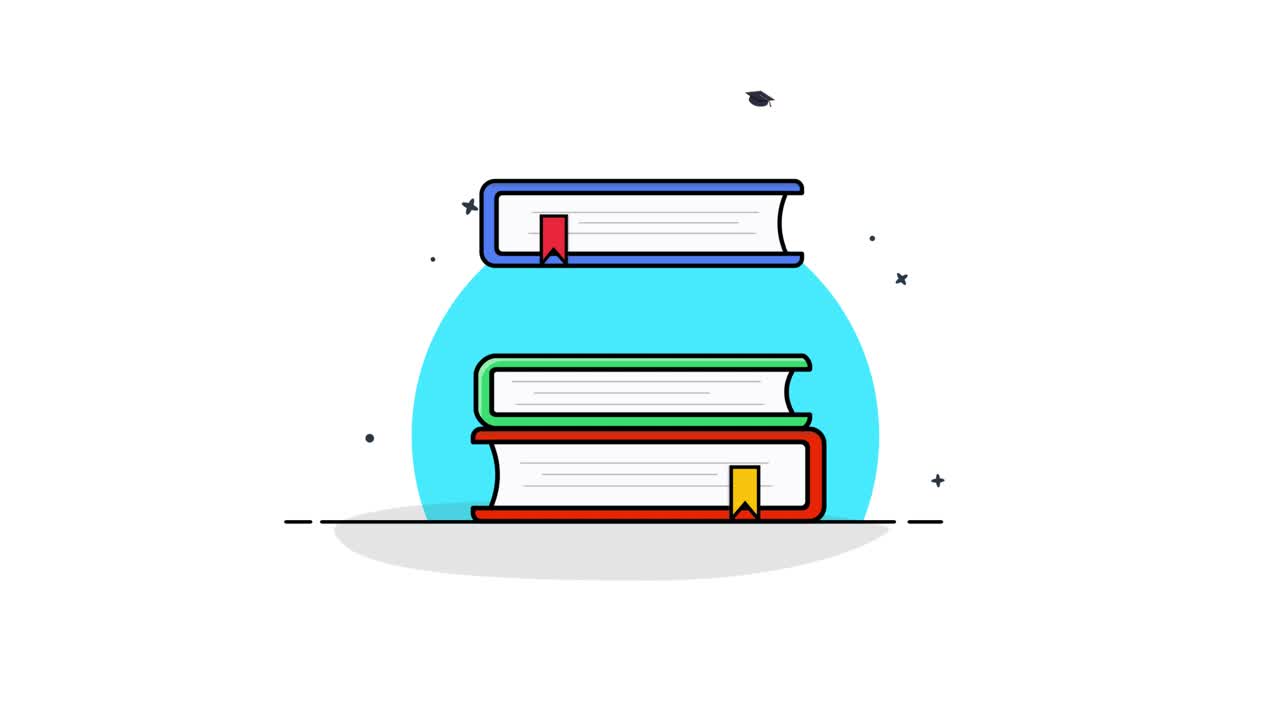 Animated Illustration of Graduation Cap, Books, and Diploma | Premium ...