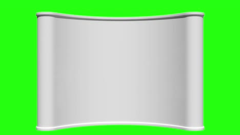 3d trade show booth pop up white and blank. 3d motion graphic on green screen chroma key background.