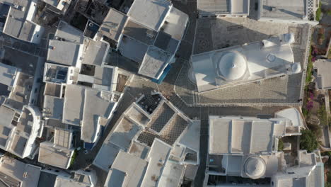 Overhead-Top-Down-Birds-View-Aerial-of-Santorini-Island-in-Greece