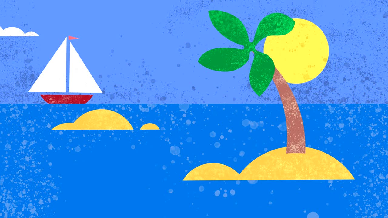 The sailing ship floats on the sea