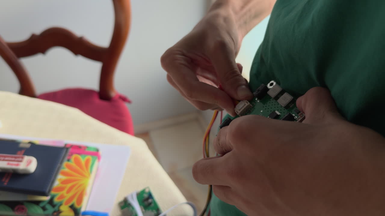 Man self repairing a computer