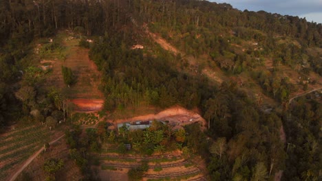 A-small-village-in-the-mountains-of-the-Taita-Hills-during-sunset,-Kenya