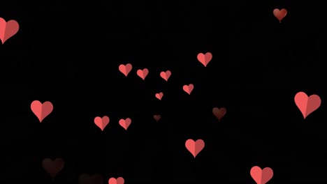 Animación-De-Corazones-Rojos-Sobre-Fondo-Negro