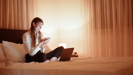 woman working late night at home