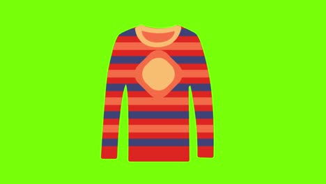 animation of a colorful striped winter blouse on a green screen background