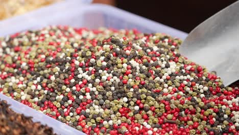 assortment of mixed peppercorns
