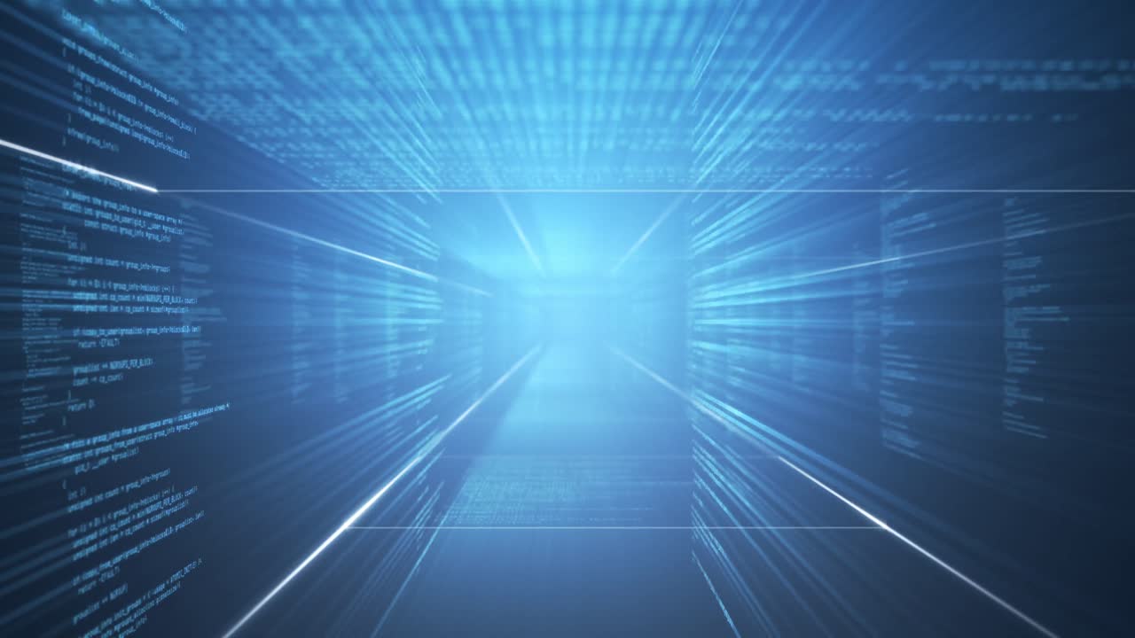 Animation of digital information on blue background