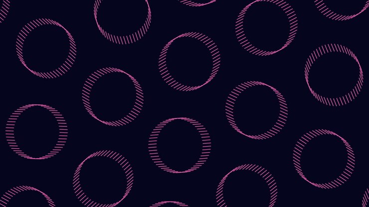 Curved green lines in circular pattern on black seamless abstract design