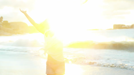 beautiful woman having fun on beach