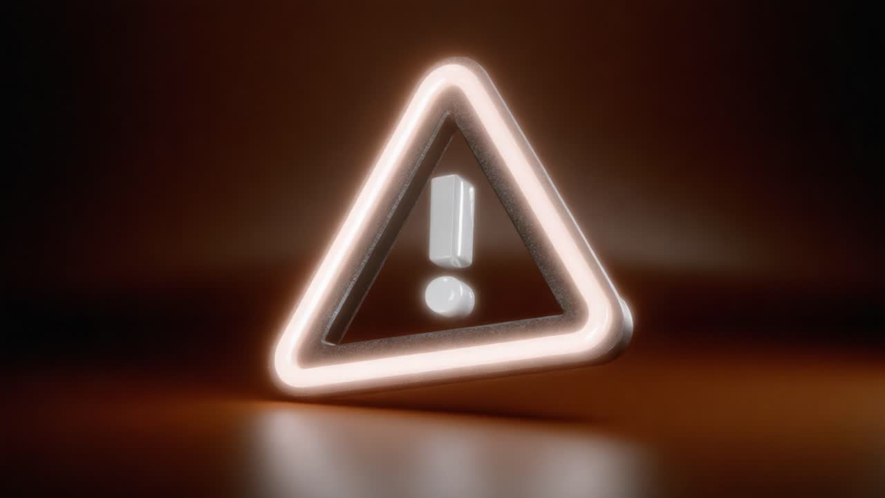 Illuminated Warning Sign: A Bright Caution Symbol Surrounded by a Soft Glow, Depicting a Clear Message of Alertness and Attention in a Minimalist Design