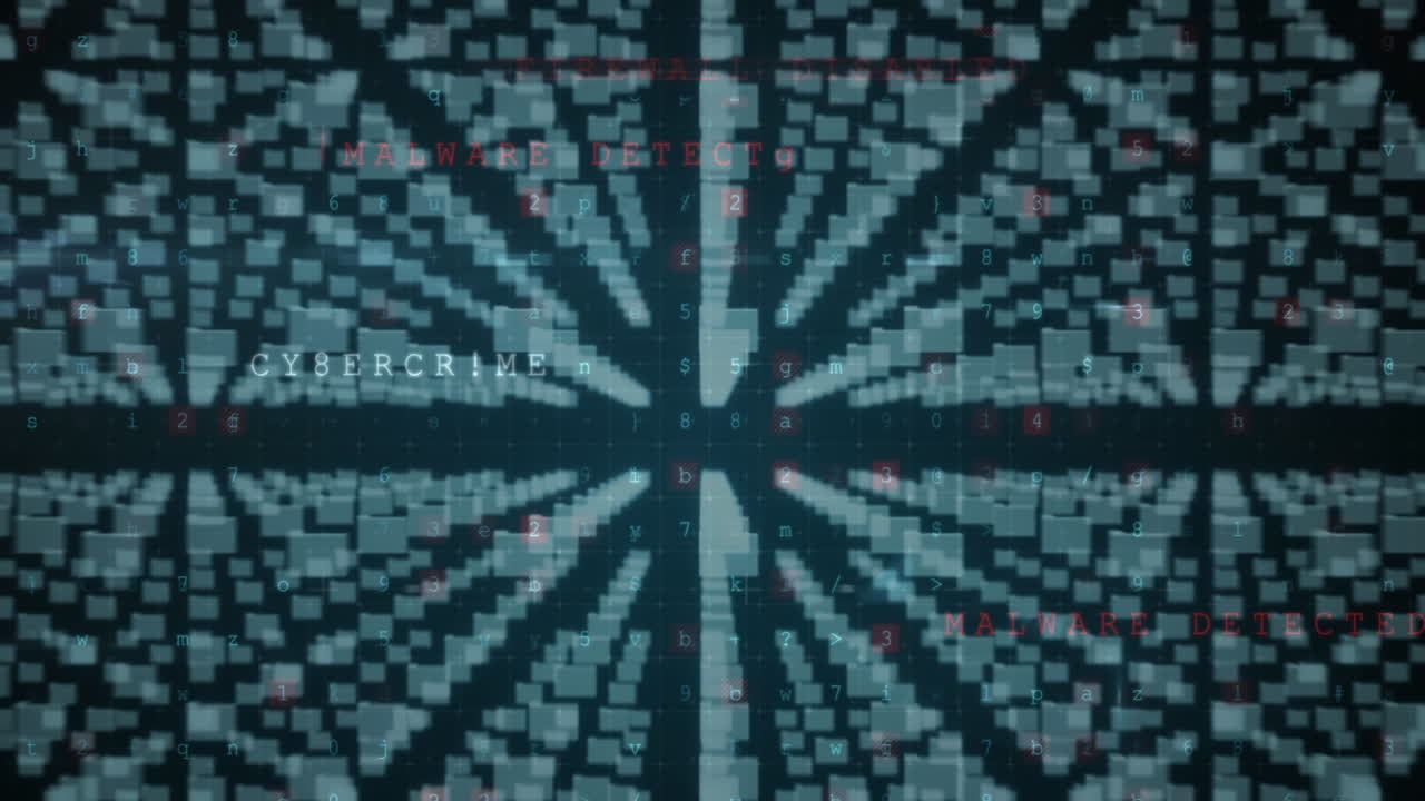 animación del candado de seguridad y el procesamiento de datos sobre fondo negro