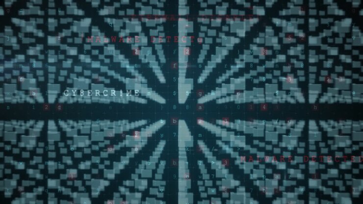Animation af sikkerhedshængelås og databehandling over sort baggrund