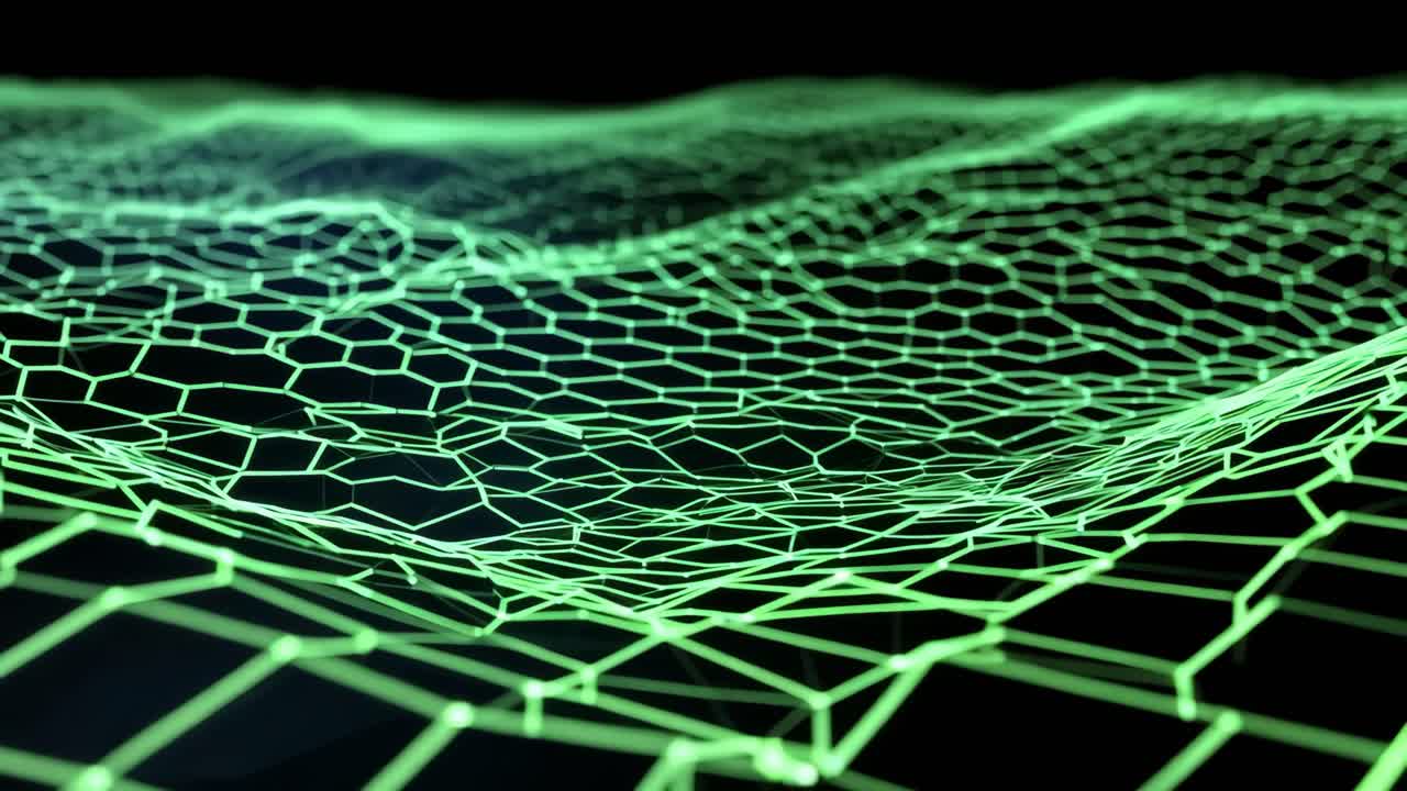 A green and black image of a patterned surface. The image is of a computer screen or a video game